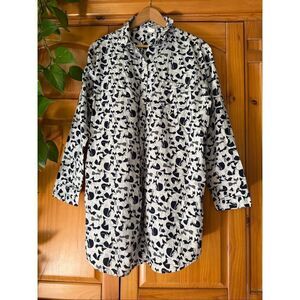 Sonoma Life + Style Fox Print Shirt Dress XL 100% Cotton Button Front